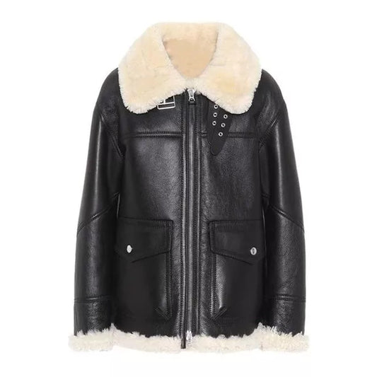 Womens Aviator Ivory Shearling Jacket