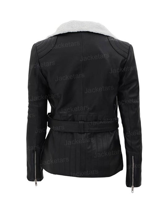 Women’s Black Moto Shearling Jacket