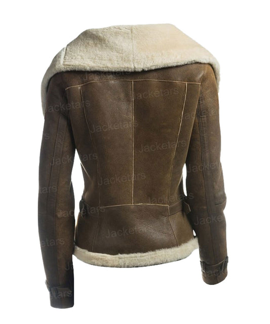 Women’s Brown Aviator Shearling Jacket