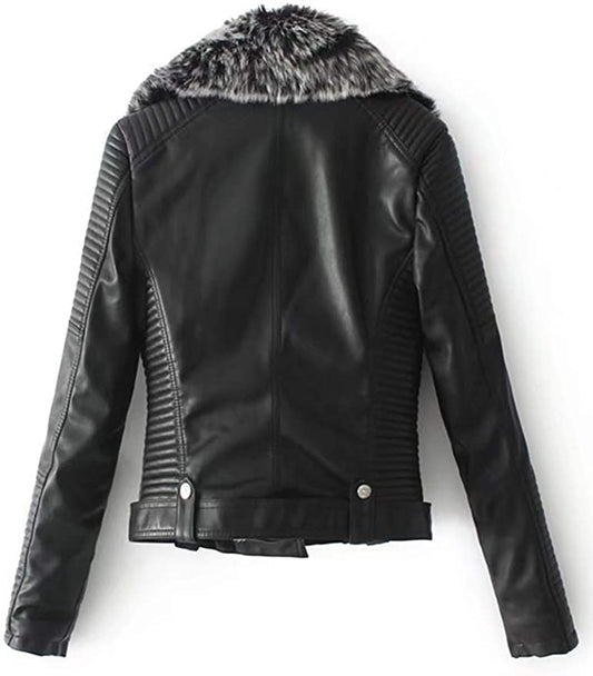 Women’s Shearling Quilted Motorcycle Jacket
