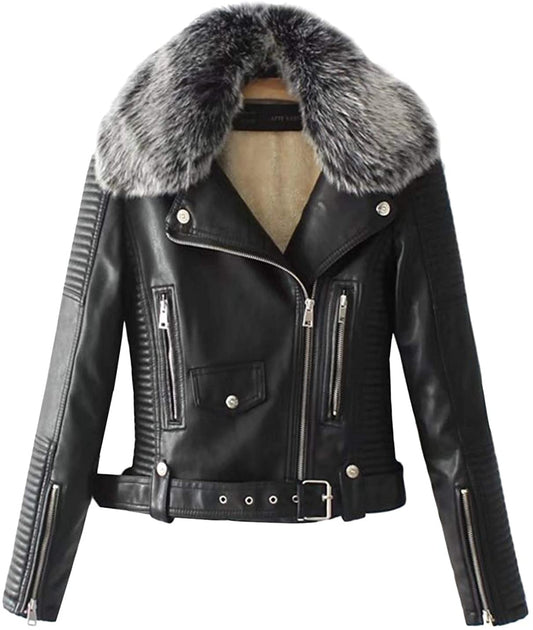 Women’s Shearling Quilted Motorcycle Jacket
