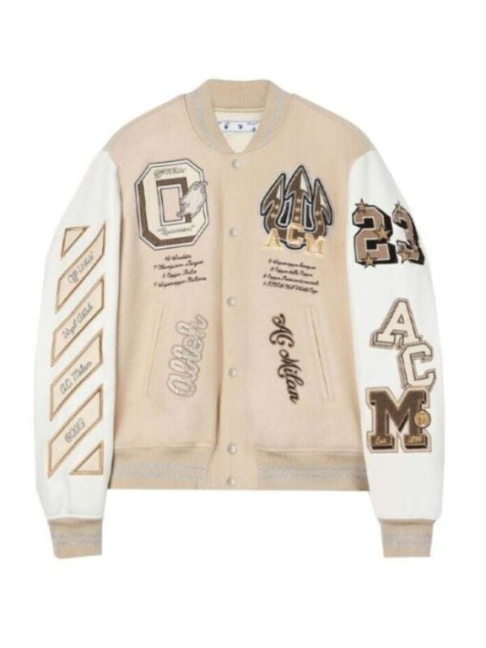 AC Milan Off White Varsity Jacket