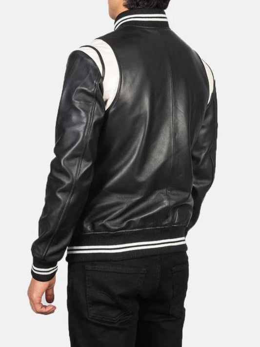 Dantee Black Leather Varsity Jacket