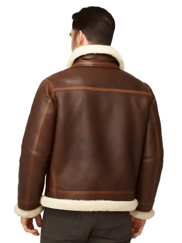 Alex Brown Sheepskin Shearling Aviator Leather Jacket