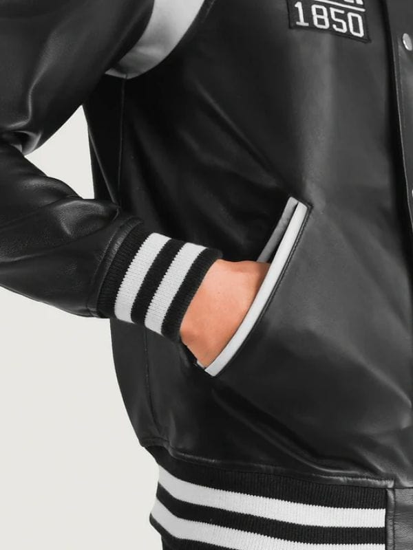 Liberte California Black Leather Varsity Jacket