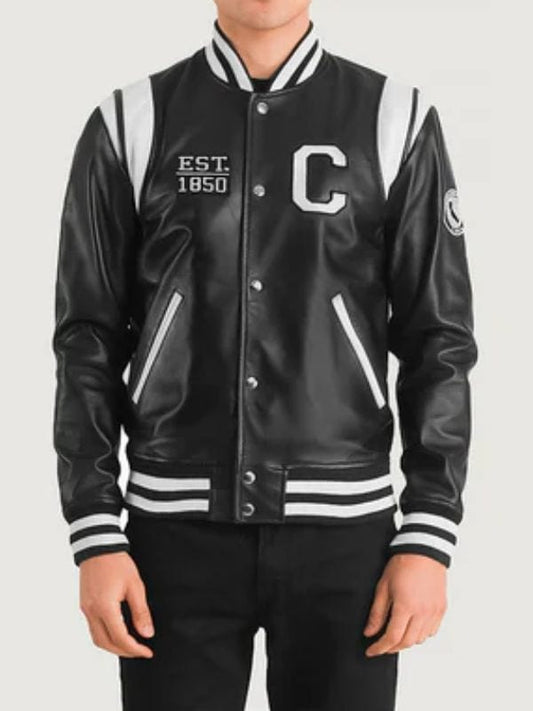 Liberte California Black Leather Varsity Jacket