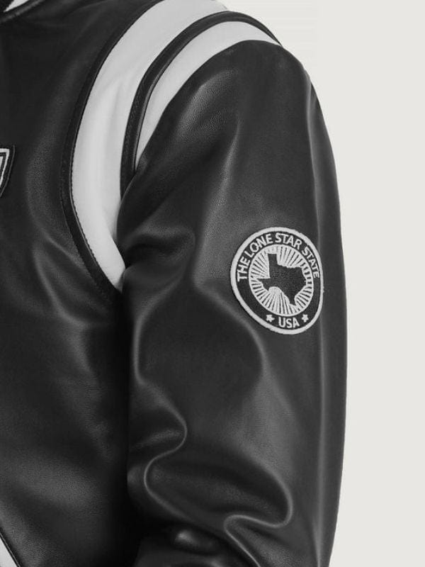 Liberte Texas Black Leather Varsity Jacket