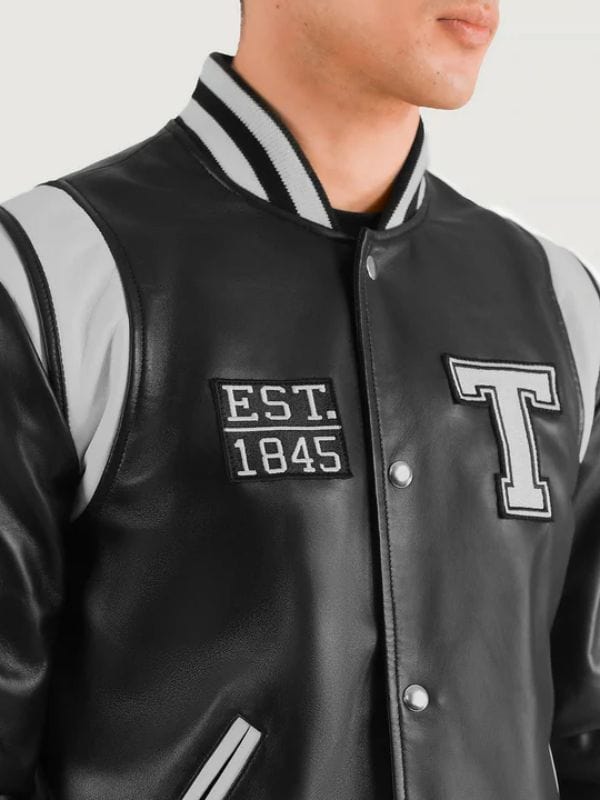 Liberte Texas Black Leather Varsity Jacket