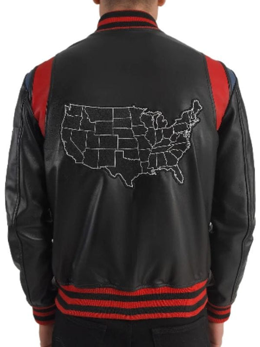 Liberte USA Black Leather Varsity Jacket