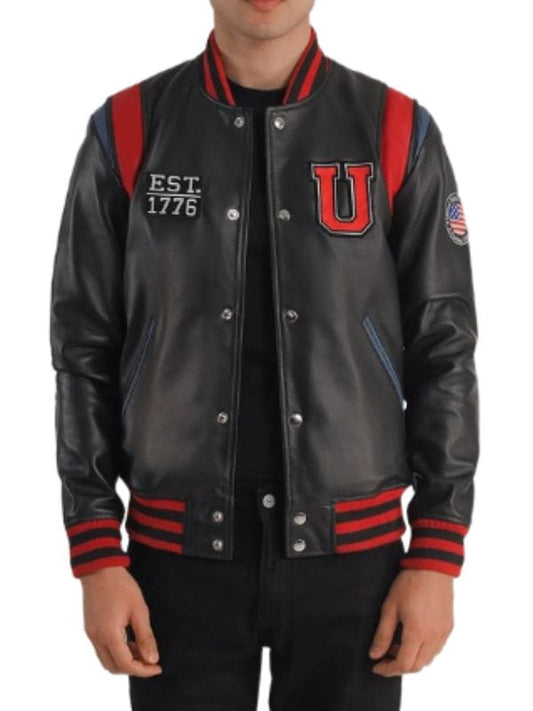 Liberte USA Black Leather Varsity Jacket