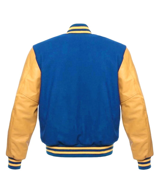 Royal Gold Sleeves Leather Varsity Jacket