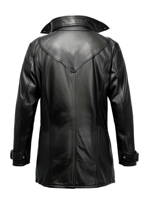 Men’s Black Genuine Sheepskin Shirt Collar Leather Coat