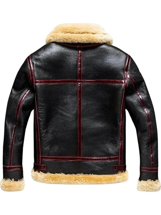 Men's Black RAF B3 Bomber Genuine Sheepskin Shearling Leather Jacket