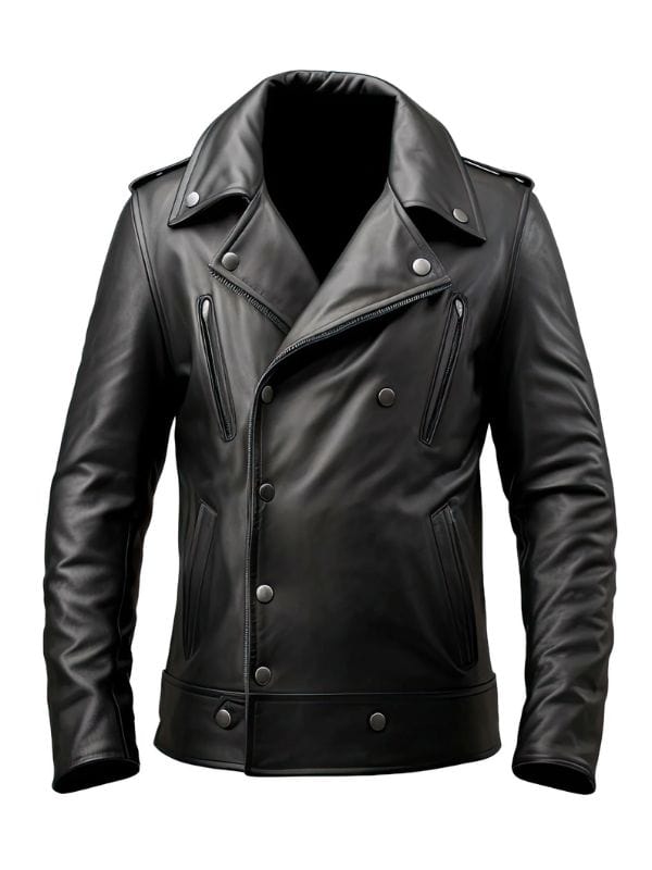 Men’s Genuine Sheepskin Double Breasted Black Peacoat