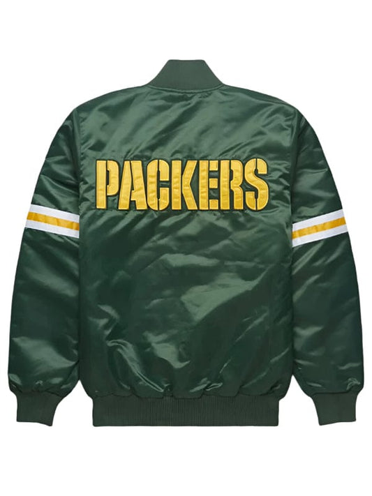 NFL Green Bay Packers Green Satin Varsity Jacket