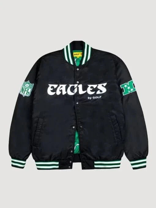 Philadelphia Eagles GOLF WANG Satin Bomber Jacket