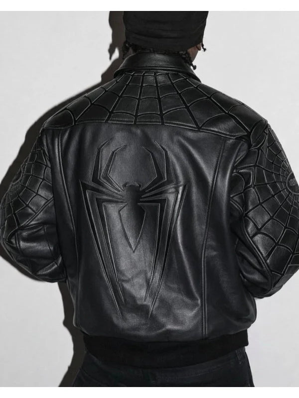 Supreme x Vanson Spider Man All-Black Leather Jacket