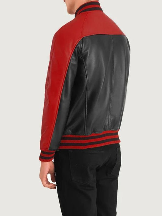 Terrance Black & Red Leather Varsity Jacket