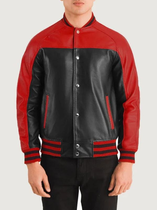 Terrance Black & Red Leather Varsity Jacket