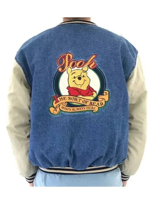 Vintage 90s Unisex Winnie The Pooh Denim Varsity Jacket