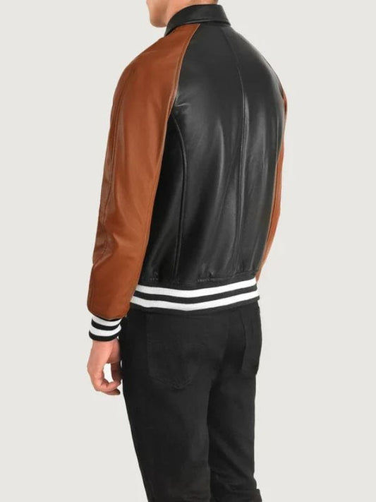 Walton Black & Brown Leather Varsity Jacket