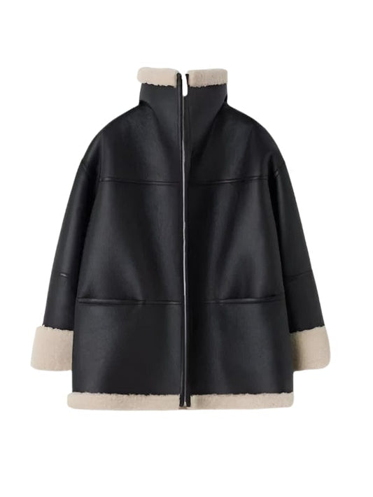 Women’s Black B3 RAF Aviator Jacket, genuine sheepskin leather with shearling lining, classic B3 bomber jacket for winter