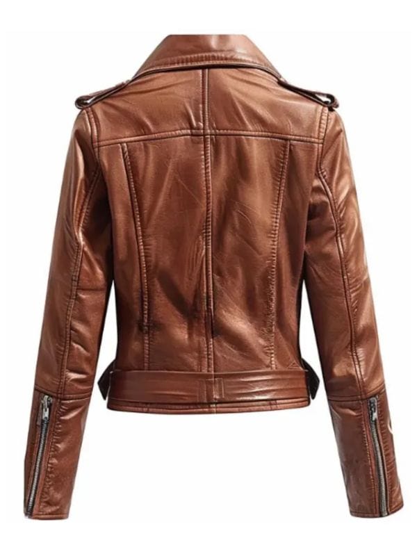 Women's Vintage Brown Leather Biker Jacket