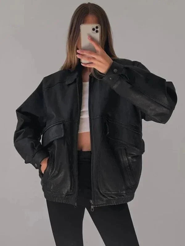 ジャケット・アウター vintage sheepskin leather jacket BLK XL BlackSheepskinJacketLBMen1Crop