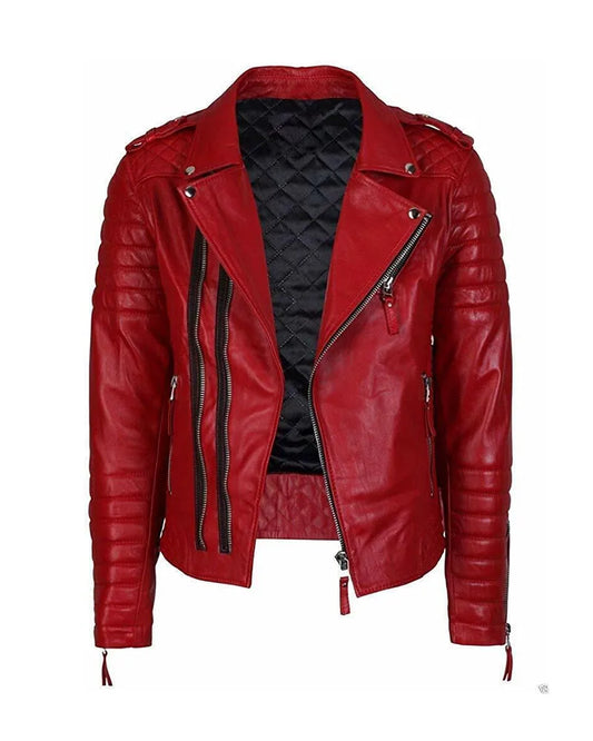 mens leather biker jacket casual style
