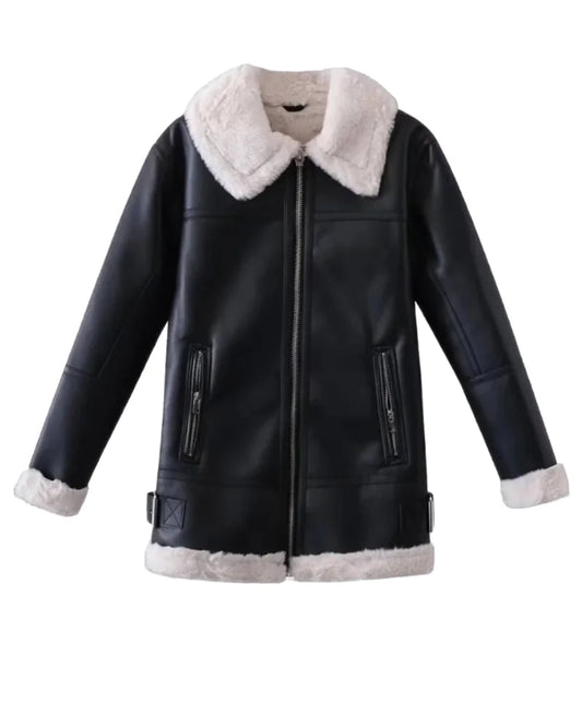 Stylish shearling coat for men and women, vintage and modern leather shearling jackets