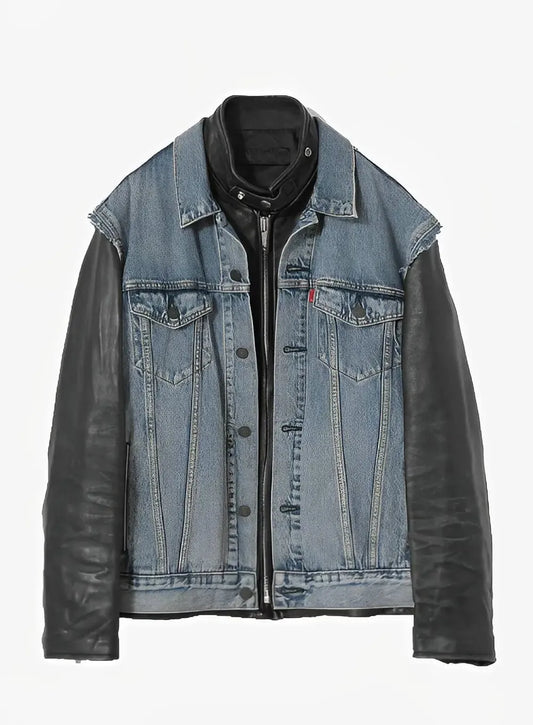 Eddie Munson leather denim jacket inspired by Stranger Things.