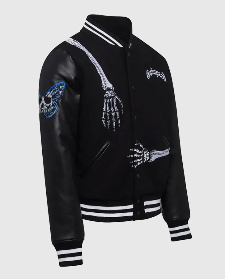 Men's Godspeed Skull Rod Black Bomber Halloween Jacket