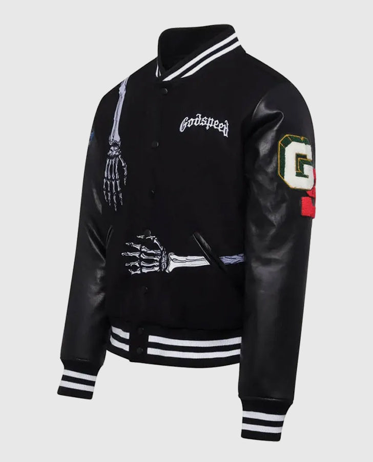 Men's Godspeed Skull Rod Black Bomber Halloween Jacket