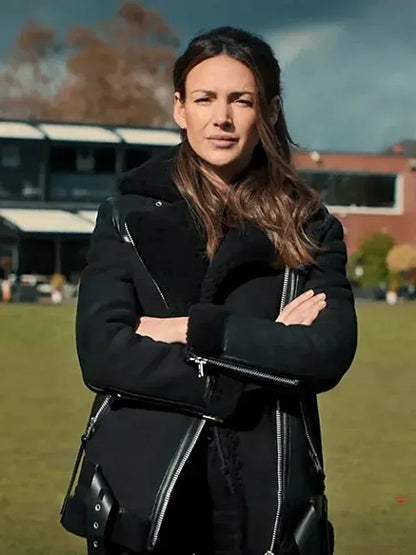 Michelle Keegan Fool Me Once Black Shearling Leather Jacket