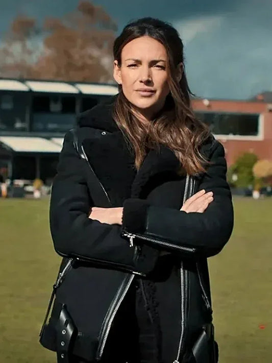 Michelle Keegan Fool Me Once Black Shearling Leather Jacket