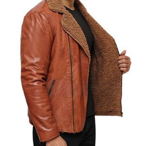 Mens Brown Leather Shearling Jacket