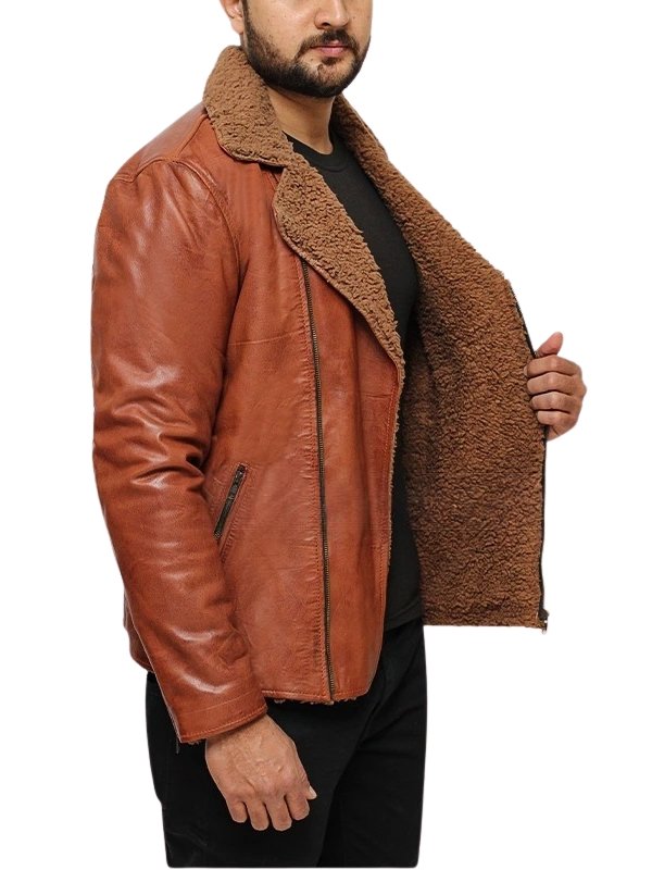Mens Brown Leather Shearling Jacket
