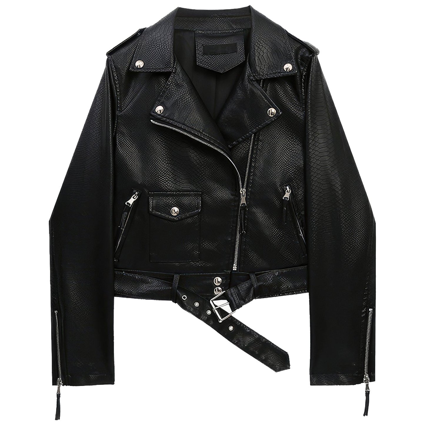 Women’s Black Biker Genuine Sheepskin Leather Jacket