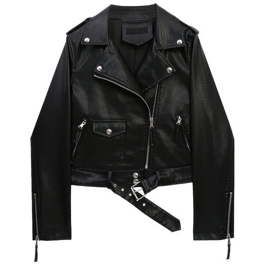 Women’s Black Biker Genuine Sheepskin Leather Jacket