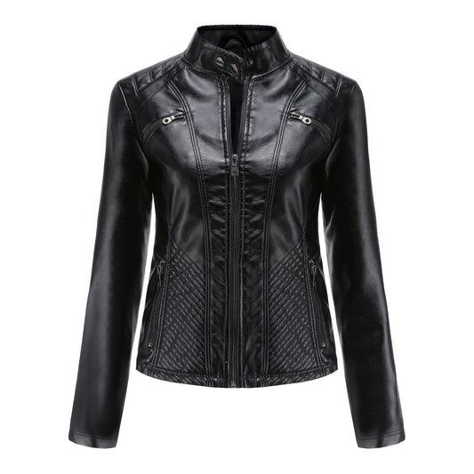 Black Leather Biker Jacket for Women