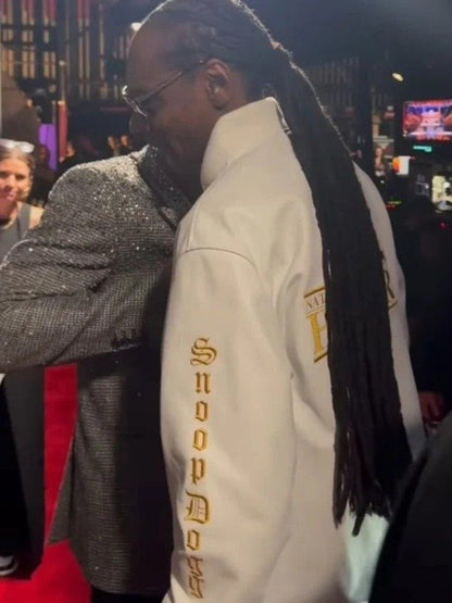 Snoop Dogg NFL Honors 2025 white fleece jacket – celebrity-inspired winter outerwear