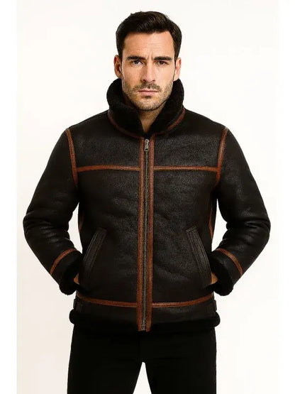 B3 Men’s Sheepskin Black Shearling Jacket