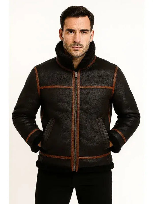 B3 Men’s Sheepskin Black Shearling Jacket