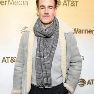 James Van Der Beek Grey Shearling Bomber Jacket