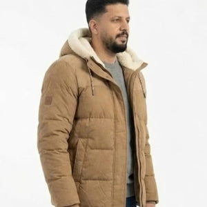 Men’s Shasta Down Shearling Hooded Puffer Jacket