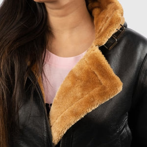 Women’s Shearling Hooded Bomber Jacket
