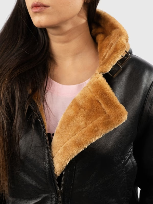 Women’s Shearling Hooded Bomber Jacket