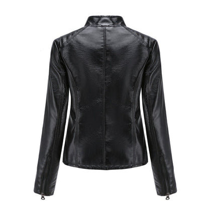 Black Leather Biker Jacket for Women