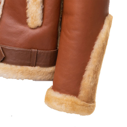 Alek’s Biker Shearling Jacket for Men – Fur Trim Leather Winter Style