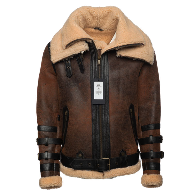 Richard’s Vintage Distressed Brown Shearling Aviator Bomber Jacket